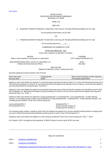 Thumbnail Aethlon Medical
 10-Q Quarterly Report FY2021 