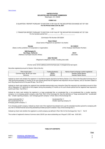 Thumbnail Beam Global 10-Q Quarterly Report FY2021 