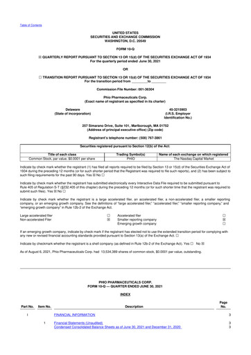 Thumbnail Phio Pharmaceuticals 10-Q Quarterly Report FY2021 