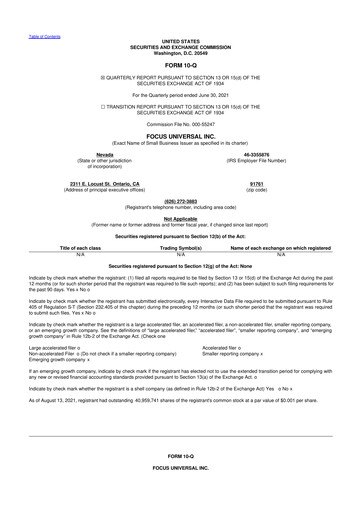 Thumbnail Focus Universal 10-Q Quarterly Report FY2021 