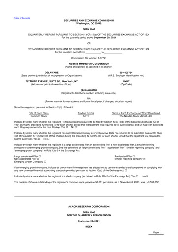 Thumbnail Acacia Research
 10-Q Quarterly Report FY2021 