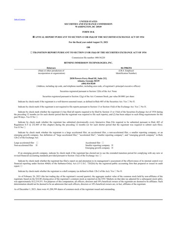 Thumbnail Bitmine Immersion Technologies 10-K Annual Report 2021