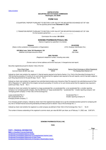 Thumbnail Sonoma Pharmaceuticals 10-Q Quarterly Report FY2022 