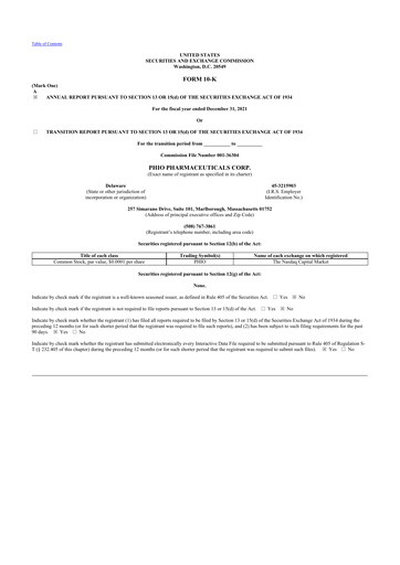 Thumbnail Phio Pharmaceuticals 10-K Annual Report 2021