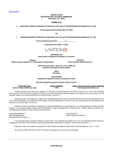 Thumbnail Lantronix 10-Q Quarterly Report FY2022 