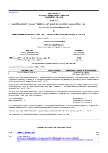 Vorschaubild Forward Industries 10-Q Quartalsbericht 2022 