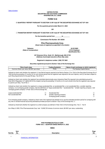 Thumbnail Phio Pharmaceuticals 10-Q Quarterly Report FY2022 