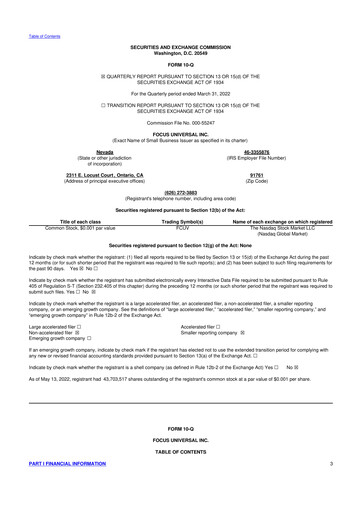 Thumbnail Focus Universal 10-Q Quarterly Report FY2022 