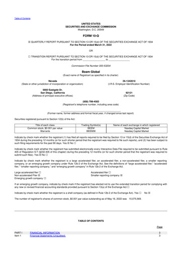 Thumbnail Beam Global 10-Q Quarterly Report FY2022 