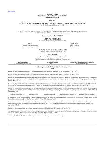 Thumbnail Lifeway Foods
 10-K Annual Report 2021