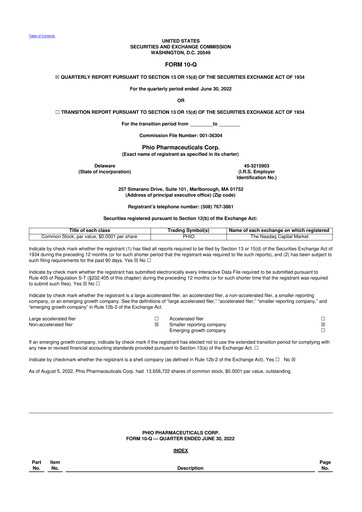 Thumbnail Phio Pharmaceuticals 10-Q Quarterly Report FY2022 