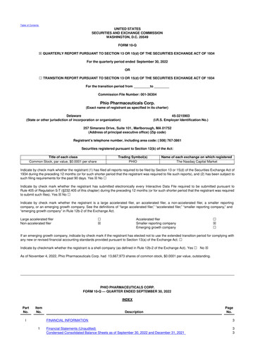 Thumbnail Phio Pharmaceuticals 10-Q Quarterly Report FY2022 