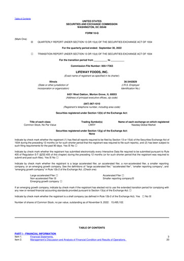 Thumbnail Lifeway Foods
 10-Q Quarterly Report FY2022 