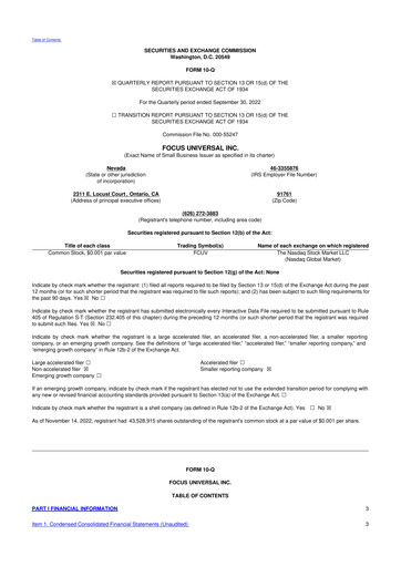 Thumbnail Focus Universal 10-Q Quarterly Report FY2022 