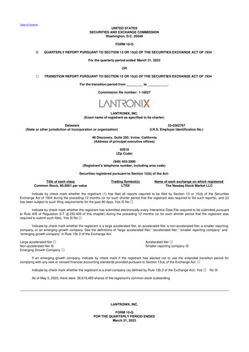 Thumbnail Lantronix 10-Q Quarterly Report FY2023 