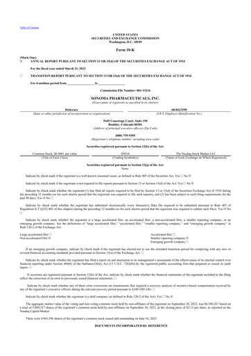 Thumbnail Sonoma Pharmaceuticals 10-K Annual Report 2023