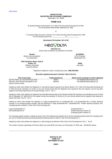 Miniature NeoVolta 10-Q Rapport trimestriel 2024 