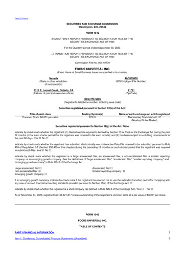 Thumbnail Focus Universal 10-Q Quarterly Report FY2023 