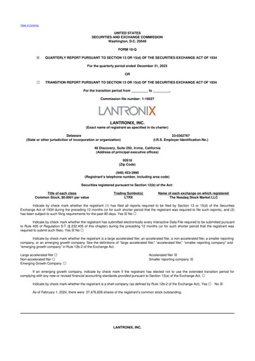 Thumbnail Lantronix 10-Q Quarterly Report FY2024 
