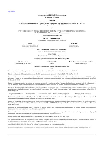 Thumbnail Lifeway Foods
 10-K Annual Report 2023