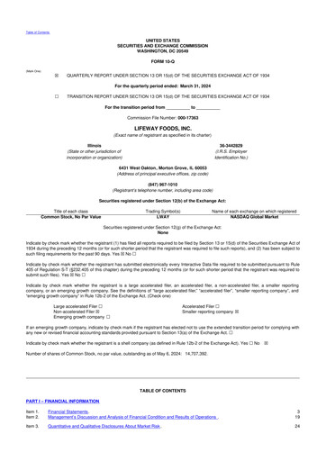 Thumbnail Lifeway Foods
 10-Q Quarterly Report FY2024 
