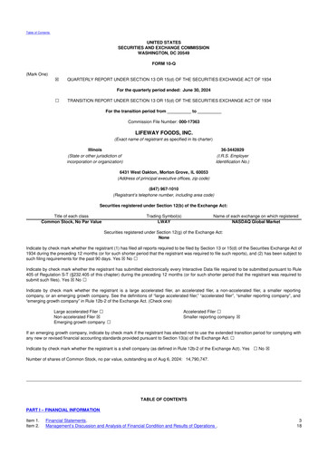 Thumbnail Lifeway Foods
 10-Q Quarterly Report FY2024 