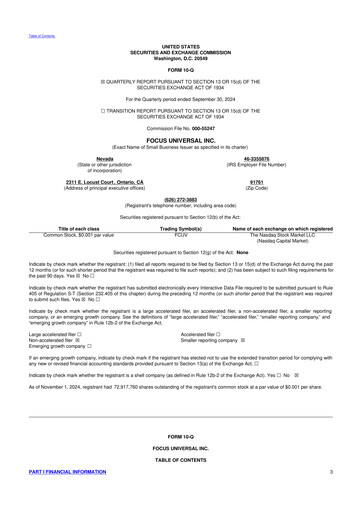 Thumbnail Focus Universal 10-Q Quarterly Report FY2024 
