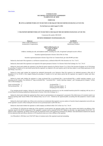 Thumbnail Bitmine Immersion Technologies 10-K Annual Report 2024