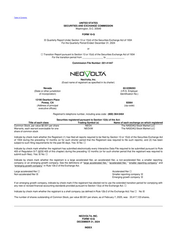 Miniature NeoVolta 10-Q Rapport trimestriel 2025 