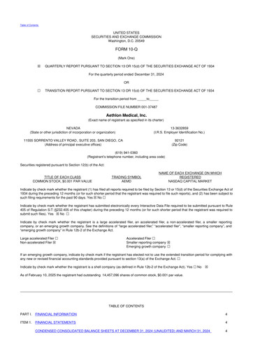 Thumbnail Aethlon Medical
 10-Q Quarterly Report FY2025 