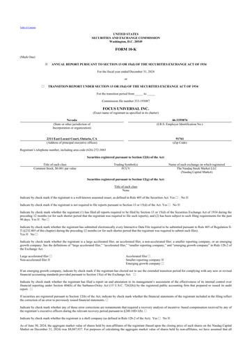 Thumbnail Focus Universal 10-K Annual Report 2024