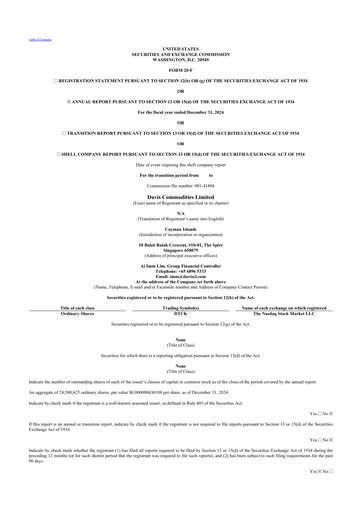 Thumbnail Davis Commodities 20-F Annual Report 2024