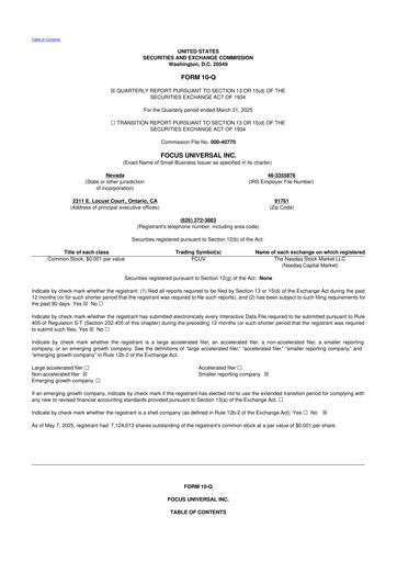 Thumbnail Focus Universal 10-Q Quarterly Report FY2025 