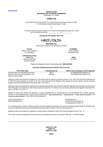 Miniature NeoVolta 10-Q Rapport trimestriel 2025 
