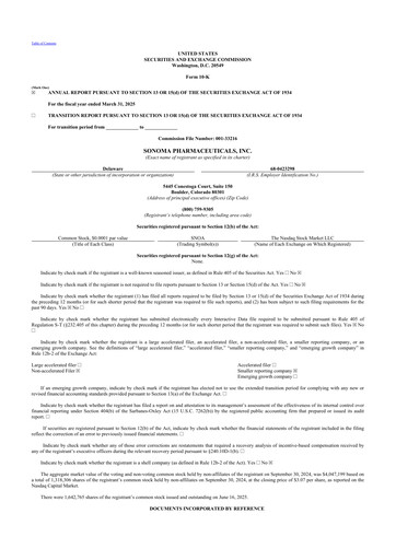 Thumbnail Sonoma Pharmaceuticals 10-K Annual Report 2025