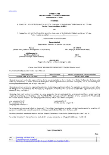 Thumbnail Beam Global 10-Q Quarterly Report FY2025 