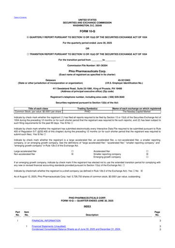 Thumbnail Phio Pharmaceuticals 10-Q Quarterly Report FY2025 