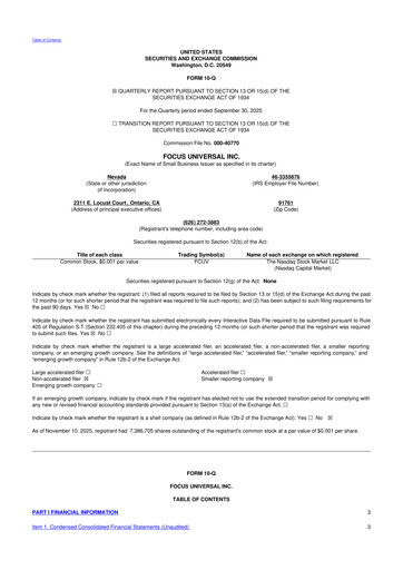 Thumbnail Focus Universal 10-Q Quarterly Report FY2025 