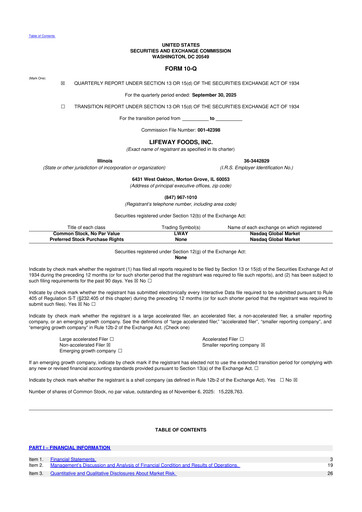 Thumbnail Lifeway Foods
 10-Q Quarterly Report FY2025 