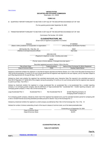 Miniature Cloudastructure 10-Q Rapport trimestriel 2025 