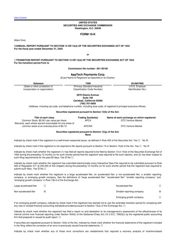 Thumbnail AppTech Payments 10-K Annual Report 2025