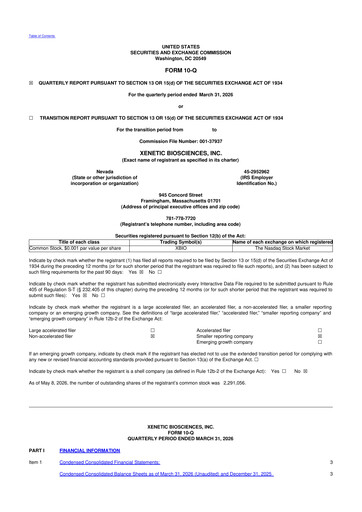 Thumbnail Xenetic Biosciences 10-Q Quarterly Report FY 