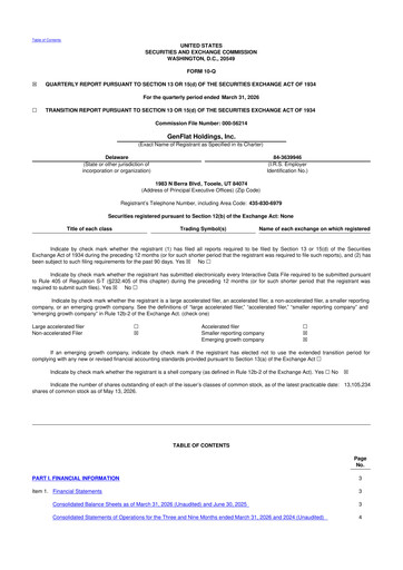 Thumbnail GenFlat Holdings 10-Q Quarterly Report FY 