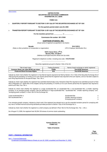 Thumbnail Kartoon Studios 10-Q Quarterly Report FY2026 