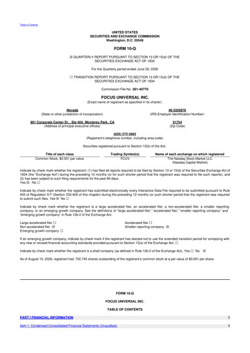 Thumbnail Focus Universal 10-Q Quarterly Report FY2026 