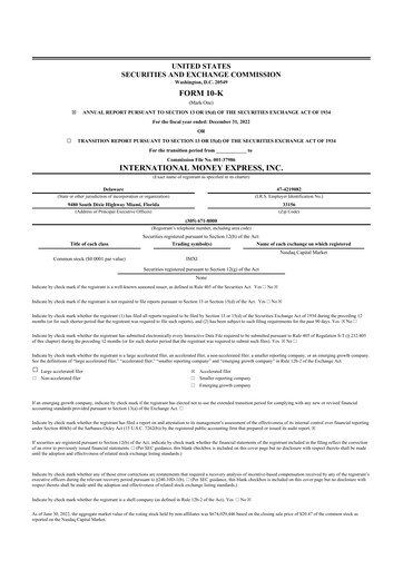 Thumbnail International Money Express 10-K Annual Report 2022