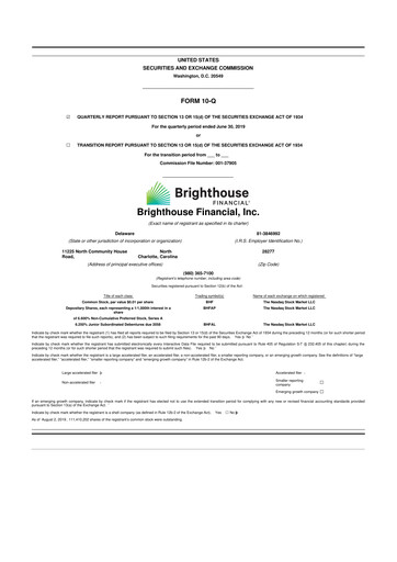 Thumbnail Brighthouse Financial
 10-Q Quarterly Report FY 