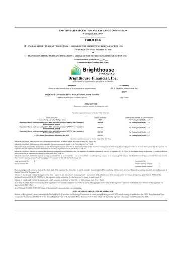 Thumbnail Brighthouse Financial
 10-K Annual Report 2020