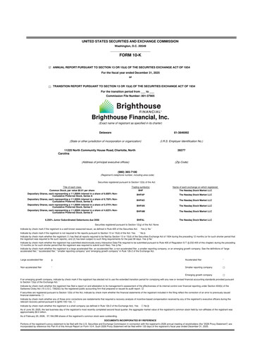 Thumbnail Brighthouse Financial
 10-K Annual Report 