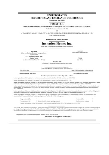 Miniature Invitation Homes
 10-K Rapport annuel 